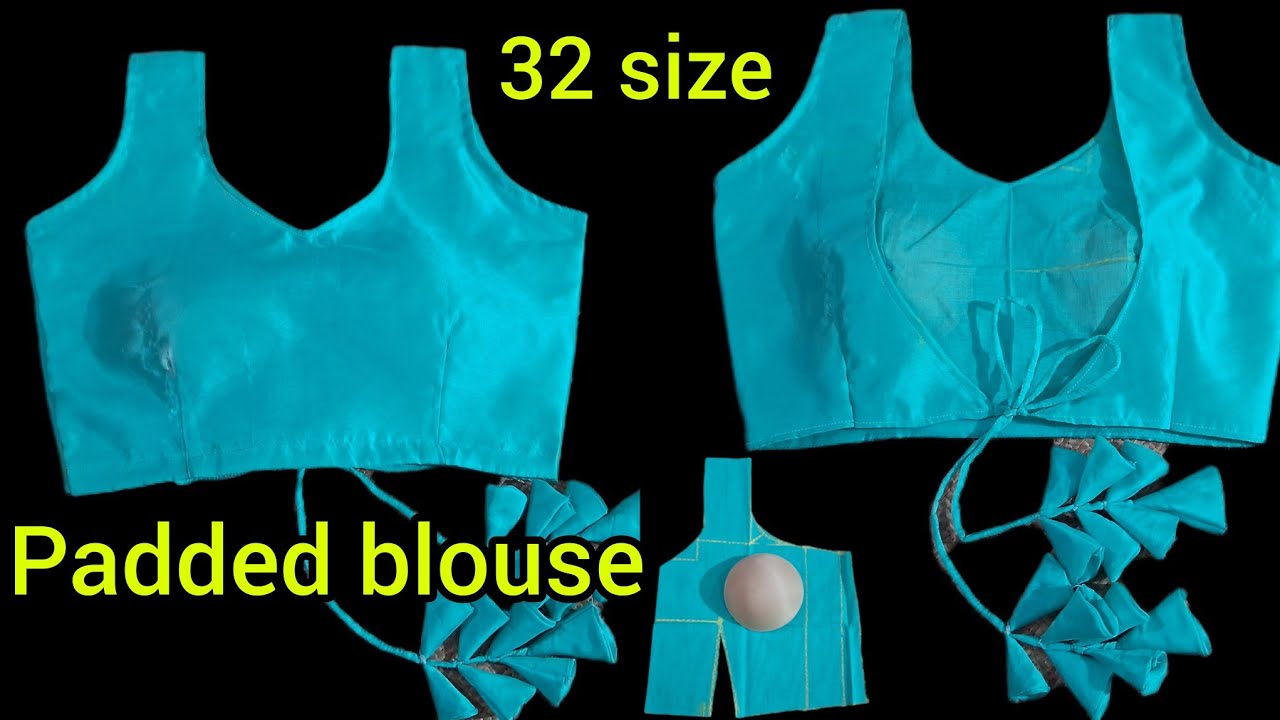 32 size one Tucks padded blouse cutting and stitching for beginners 👌💯