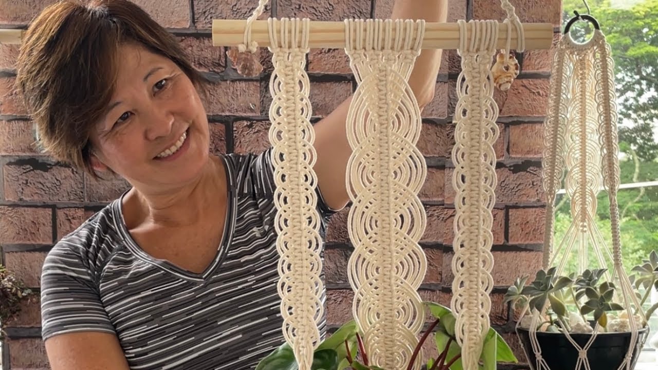 SUPORTE PARA VASOS EM MACRAMÊ | PONTO ESPINHA DE PEIXE | TUTORIAL PASSO A PASSO.