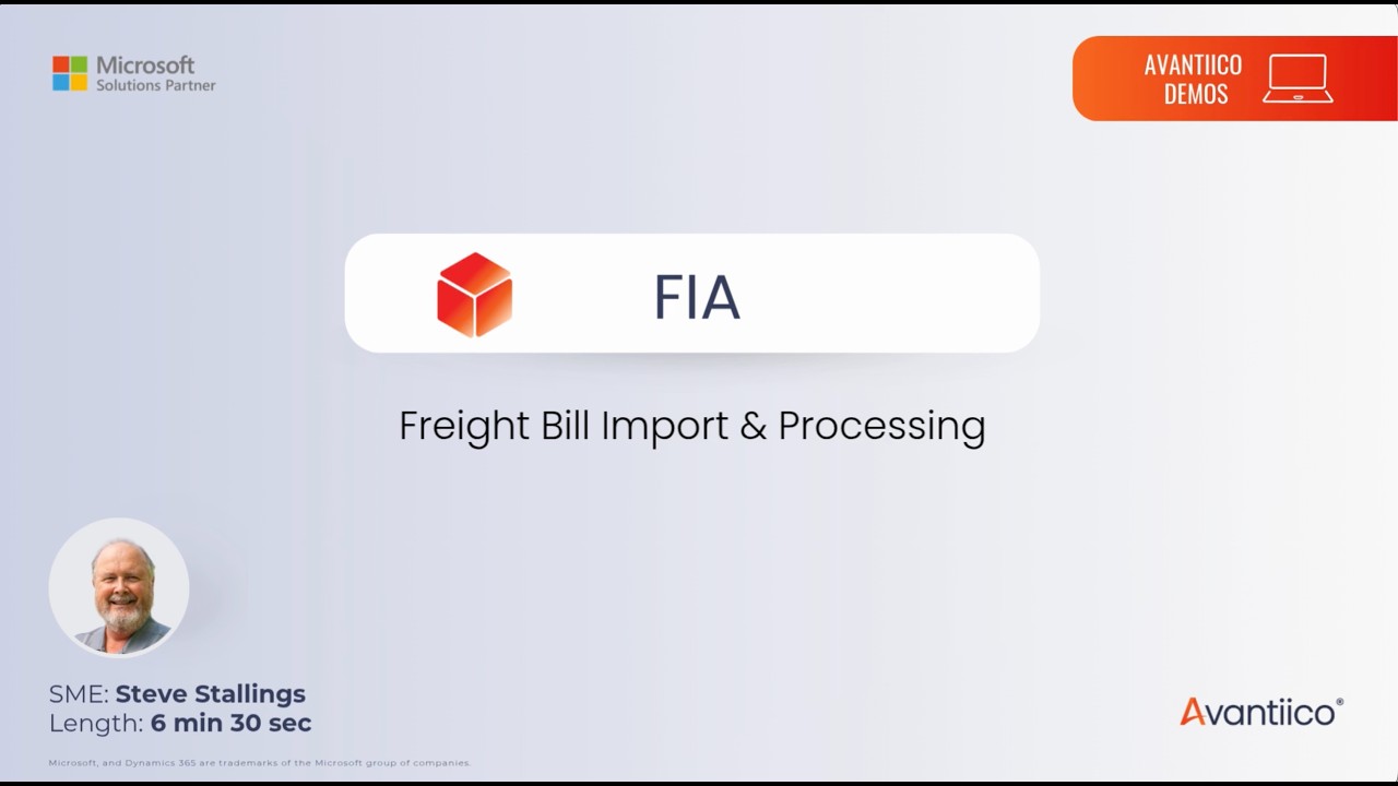 Демонстрация FIA: импорт и обработка счетов за грузоперевозки в Dynamics 365 Finance