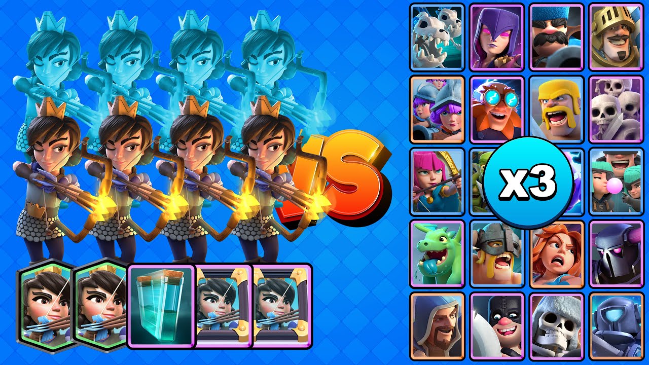 8 PRINCESAS vs TODAS LAS CARTAS X3 | Clash Royale