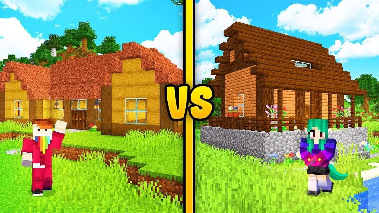 DOM CHŁOPAKA VS DOM DZIEWCZYNY (Bez Mod&oacute;w Challenge!) - Minecraft | CZOKLET VS GAENALI