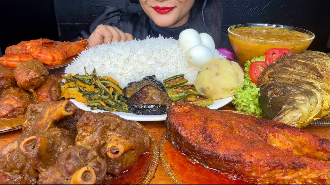 ASMR MUTTON CURRY,FISH CURRY,PRAWNSCURRY,DHAL,BOILED EGG,CHICKEN LEG PIECE,VEGETABLE FRY*FOOD VIDEOS