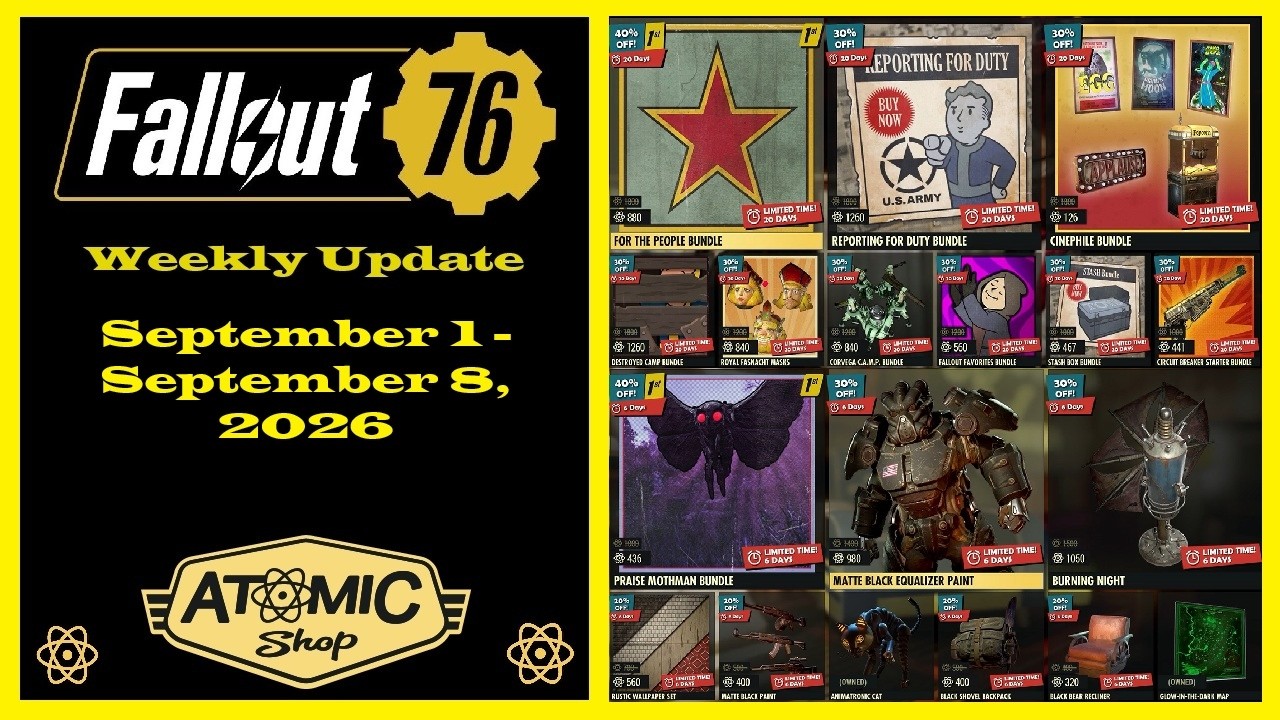 Новое еженедельное обновление Atomic Shop с 1 по 8 сентября 2026 года &mdash; Fallout 76 Atomic Shop Up...
