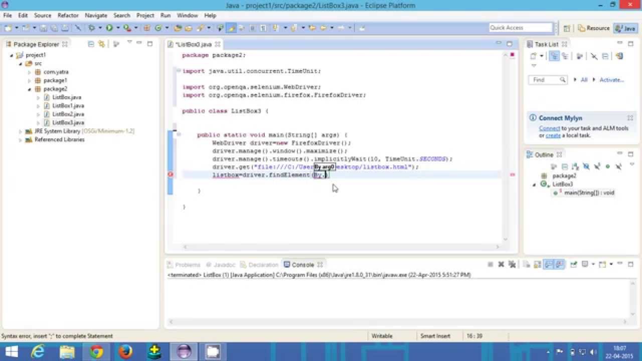 How To Handle Listbox In Selenium Webdriver