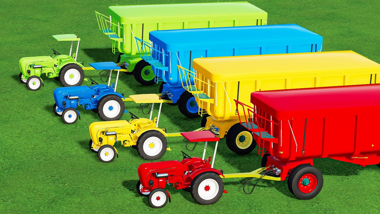 Mini Tractor of Colors! Transport PorscheTractors with Canola to New Garage! Farming Simulator 22