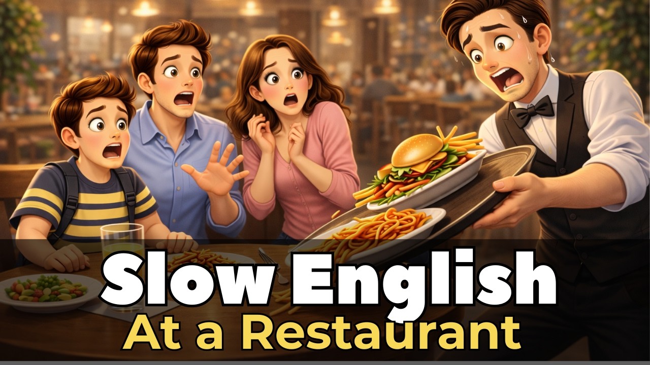 Slow English at a Restaurant | Real Conversation for Beginners