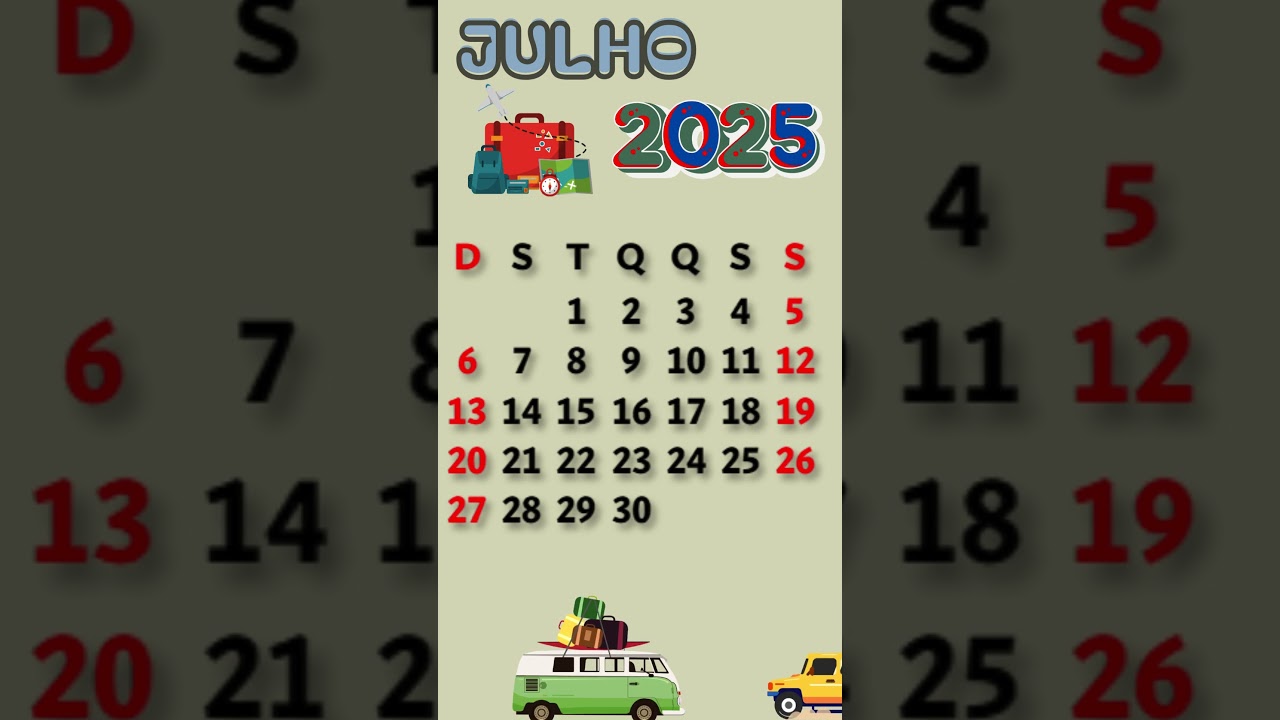 CALEND&Aacute;RIO DE JULHO DE 2025 #shorts #shortsyoutube #shortsv&iacute;deo