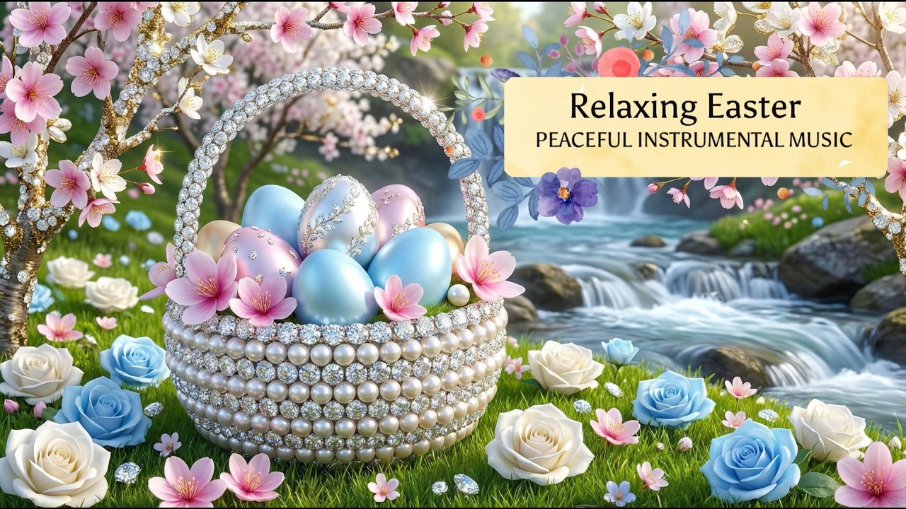 1 Hour Relaxing Easter Ambience  Soft Instrumental Music & Nature Sounds | Diamond Easter Egg Basket