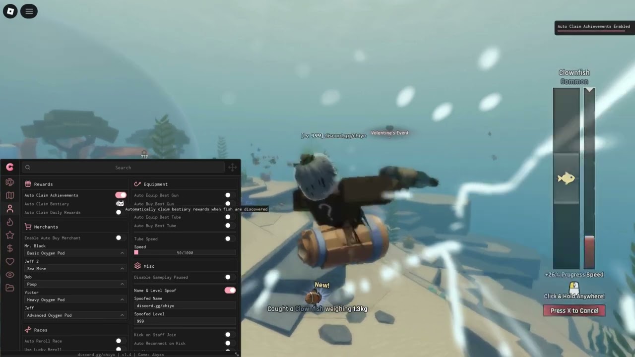 ABYSS SCRIPT — INF OXYGEN, AUTO FARM, UNLOCK ALL GUN, AUTO CHEST, AUTO SELL *NO KEY*
