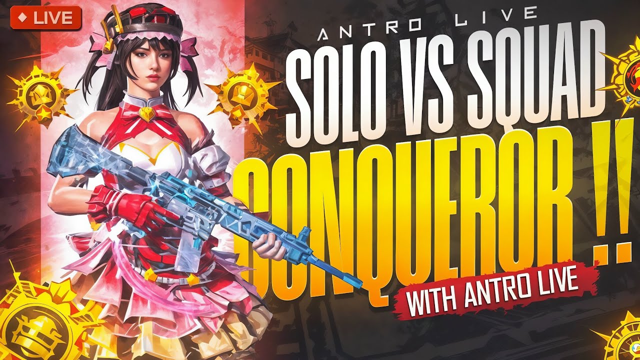 Solo vs Squad Conqueror 😱 Rank Push  🔥LIVE BGMI | Antro Live |