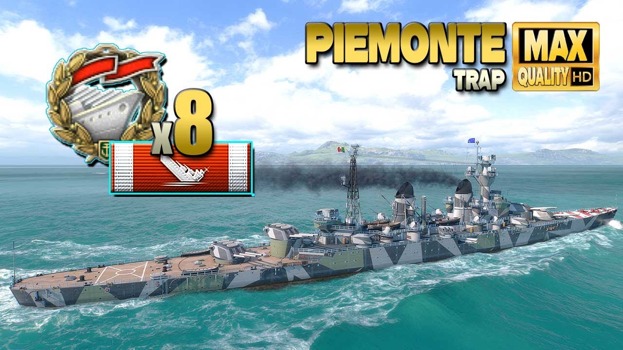 Крейсер Piemonte: Отличный результат на карте Trap — World of Warships