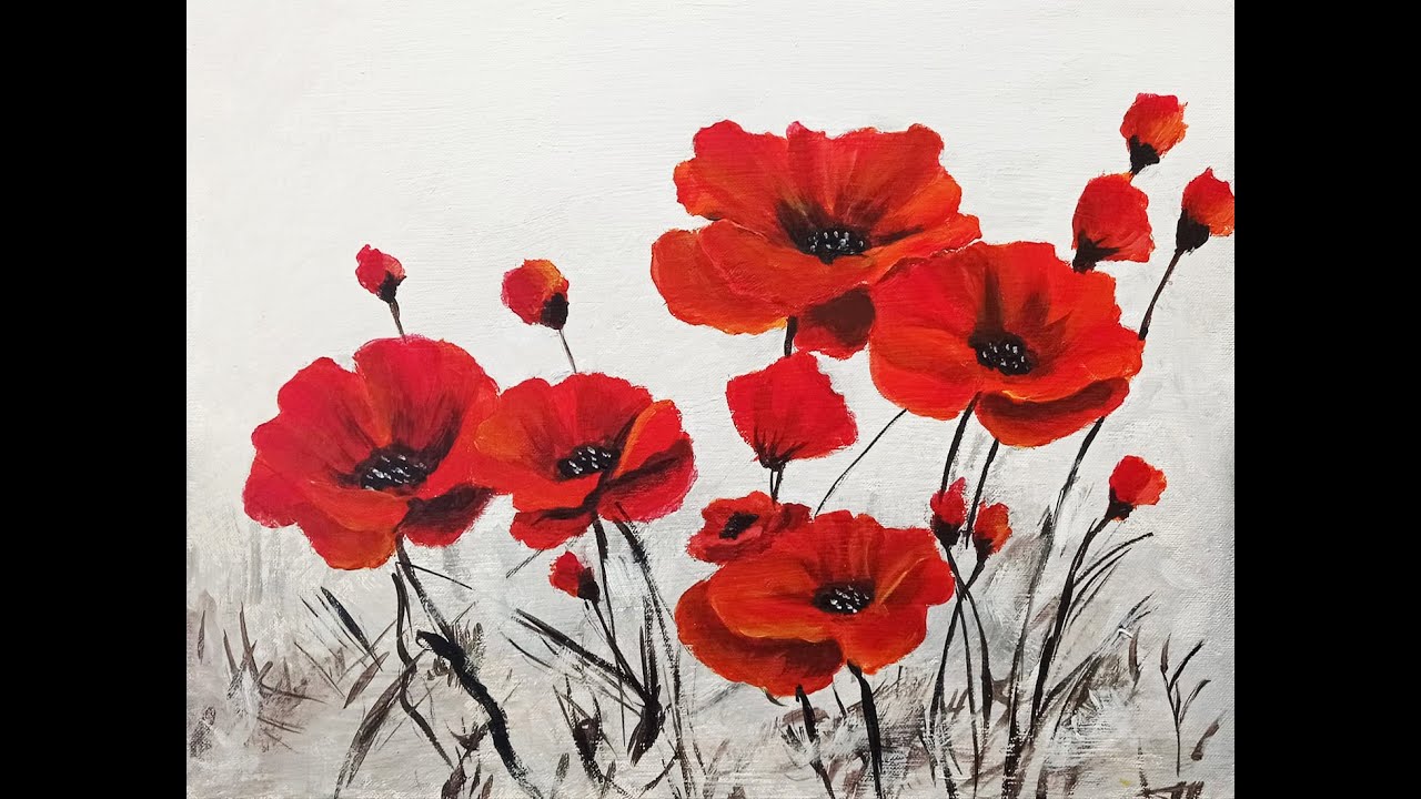 How to paint poppies in 5 minutes - Come dipingere i papaveri in 5 minuti