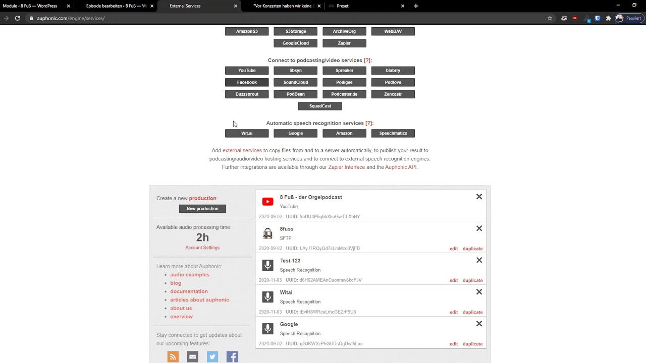 Podlove Podcast Publisher Tutorial 5: Auphonic Integration und Showproduktion