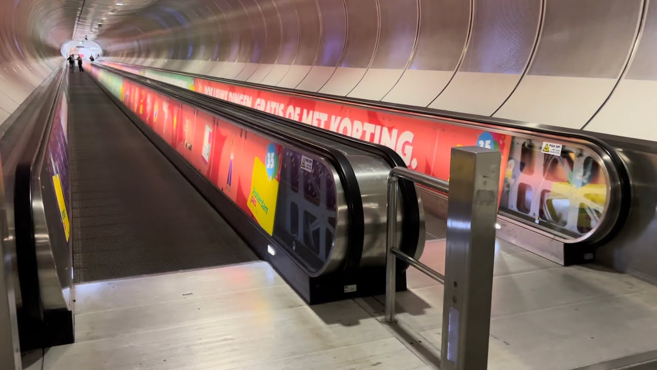 Rotterdam, Netherlands. 2x KONE Travelator & 1x escalator ride at Wilhelminaplein Metro Station.