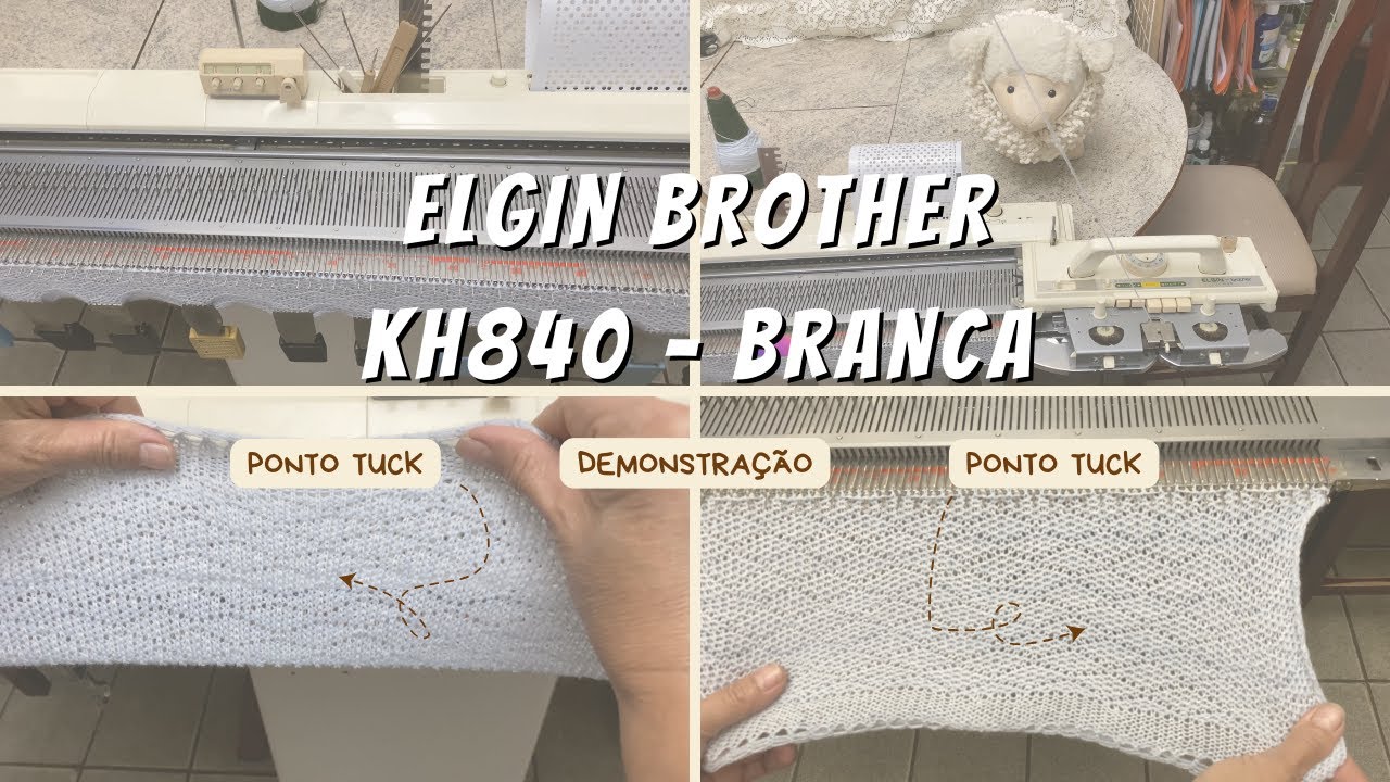 Ponto Tuck Feito na Máquina de Tricô  Elgin Brother KH840 Branca - Demonstração