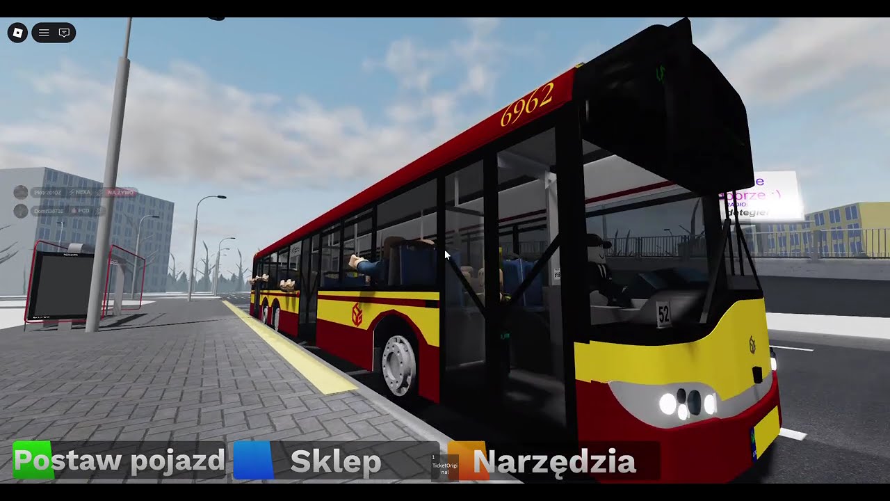 Roblox DTG2 #35 Przejazd jako pasażer Solarisem Urbino 15 II #6962 na linii 184.