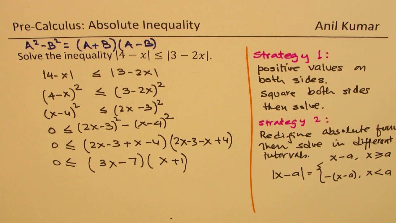 Inequality with Two Absolute Functions Using Two Different Strategies