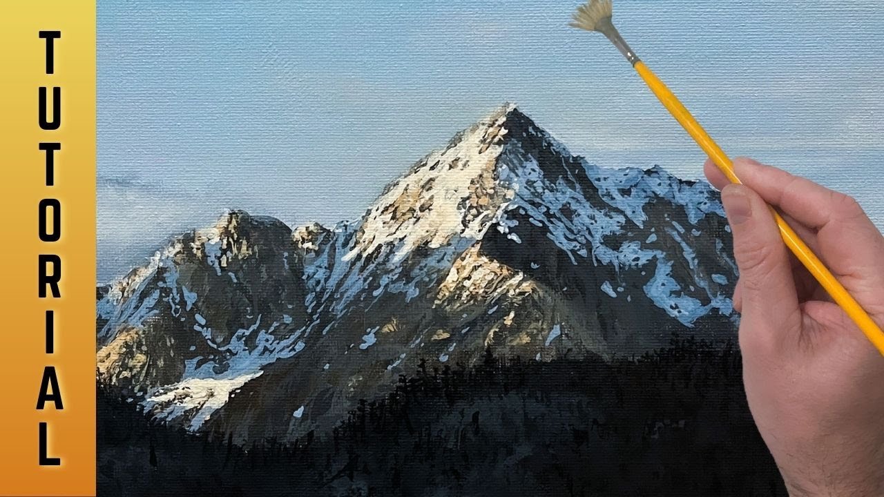 Tutorial | How to Paint a One Hour Mountain in Acrylics | Landscape Painting