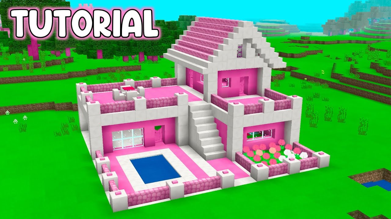 kawaii world. bikin rumah cantik ada Kolam renang dan taman bunga di minecraft kawaii world 💕