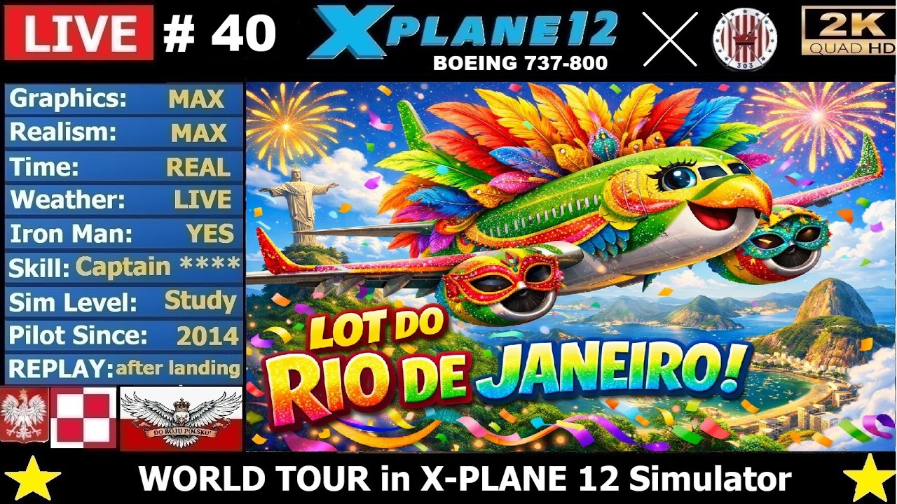 #40 ✈️ Lecimy do RIO de Janeiro SHORT RUNWAY ! SBBR - SBRJ🔥 UN - REAL B737 Cpt. 🔴  LIVE PART 2