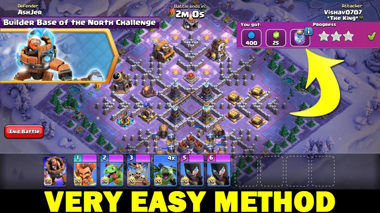 Clash of Clans Builder Base of the North Challenge ! 3 Star Strategy ! Very Easy Method.