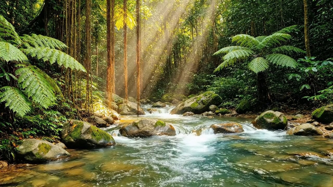 Calm Healing – Beautiful Enchanted Water River Sound in Pure Forest – Anxiety Relief