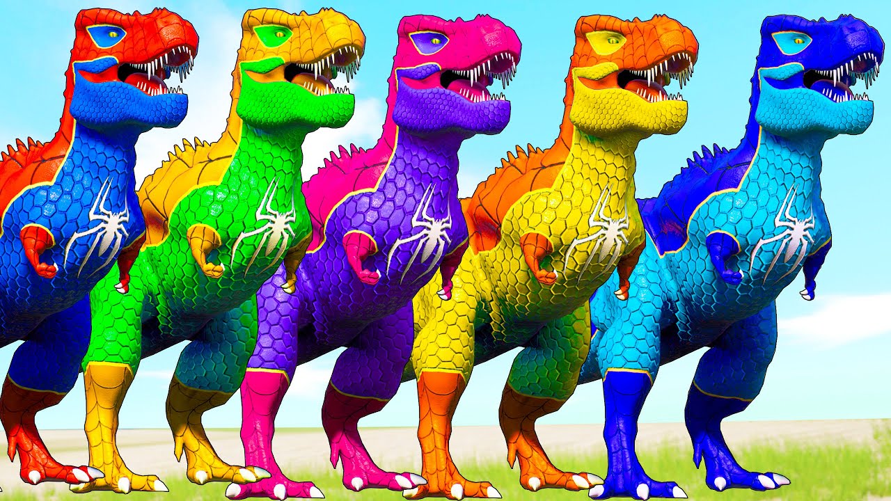 All Dinosaurs T-Rex vs Distortus Rex - Dinosaur Indominus Rex Battle in Jurassic World Evolution 2