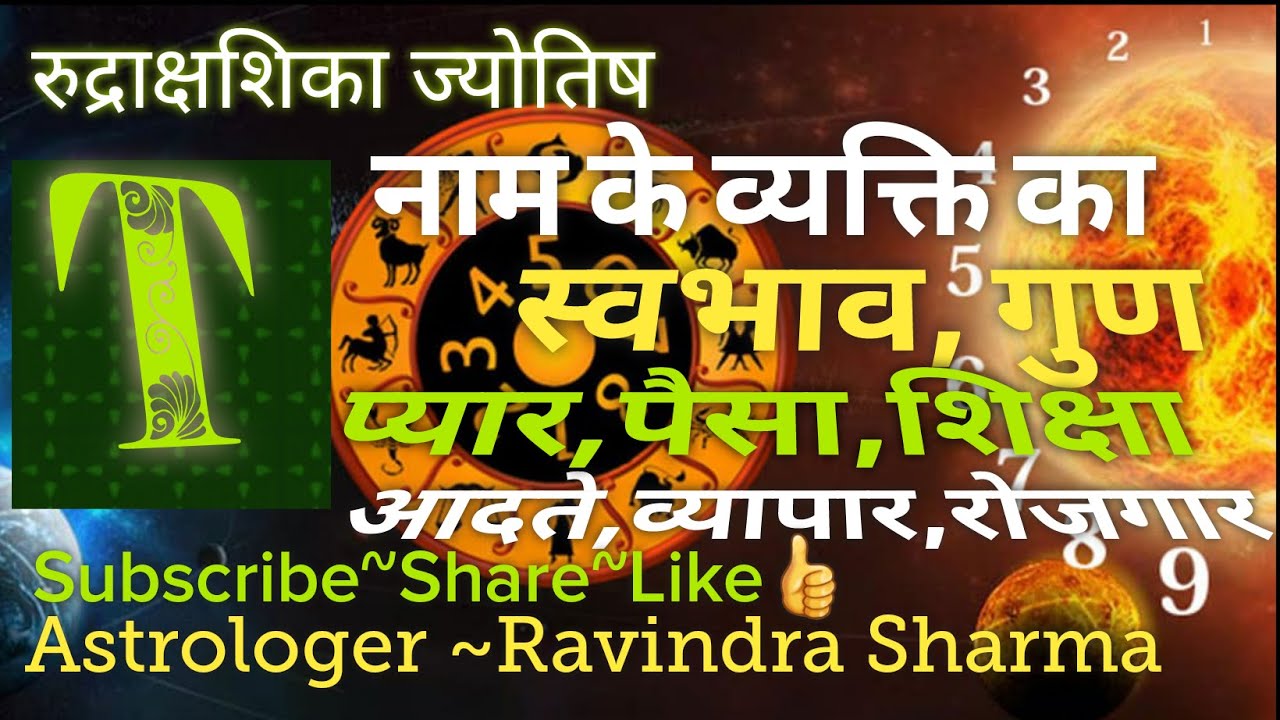जानिये,कैसे होते है T नाम वाले व्यक्ति का स्वभाव Nature Of The Person Name Start With T Letter,