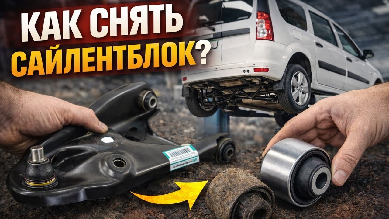 Замена сайлентблоков переднего рычага Lada Largus