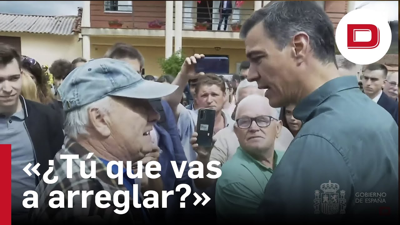 Un vecino increpa a Sánchez durante su visita a los afectados por el incendio de Zamora