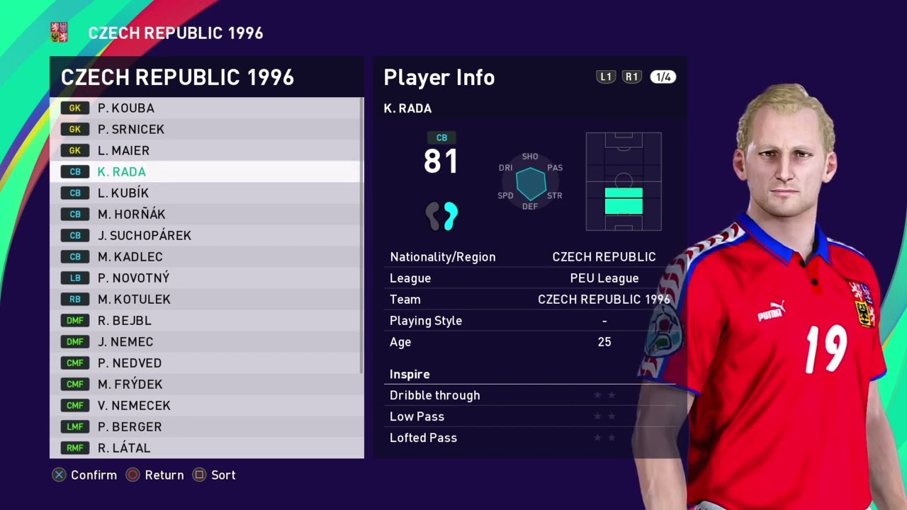 CZECH REPUBLIC 1996  - EURO ENGLAND 1996 - GROUP C - PES 2021 PS4