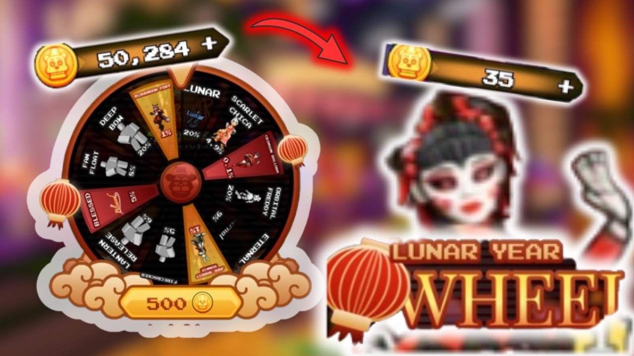 Roblox Five-night hunted doing 100 pulls on the new LNY update wheel
