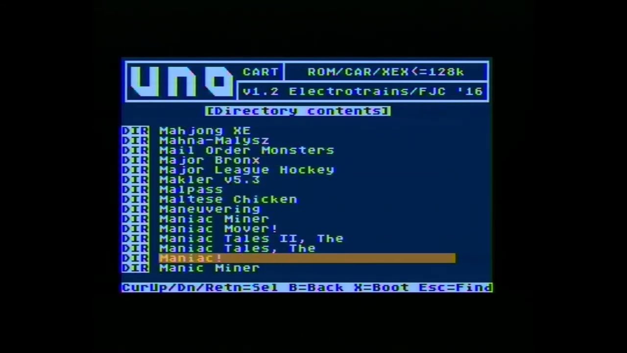 Atari 800XL: UnoCart A8 a correr software