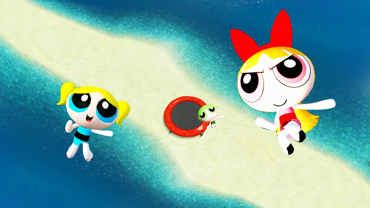 GTA 5 Powerpuff Girls JUMPING MADNESS! Euphoria Physics Trampoline Fails  #15