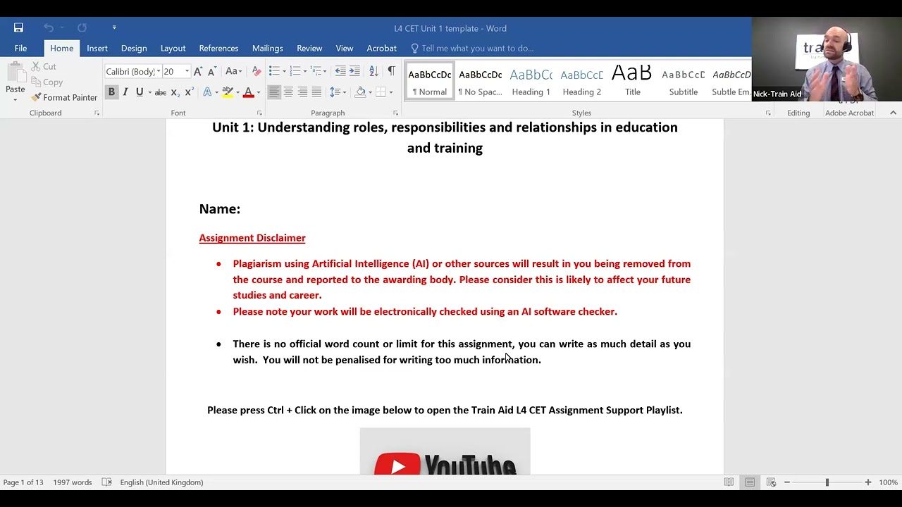 Level 4 Certificate in Education & Training Unit 1 Welcome