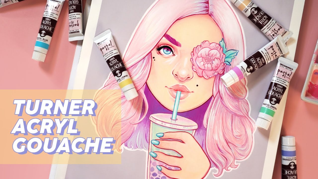 Turner Acryl Gouache REVIEW✨ Holbein Comparison (Swatching & Painting Demo) ❤️
