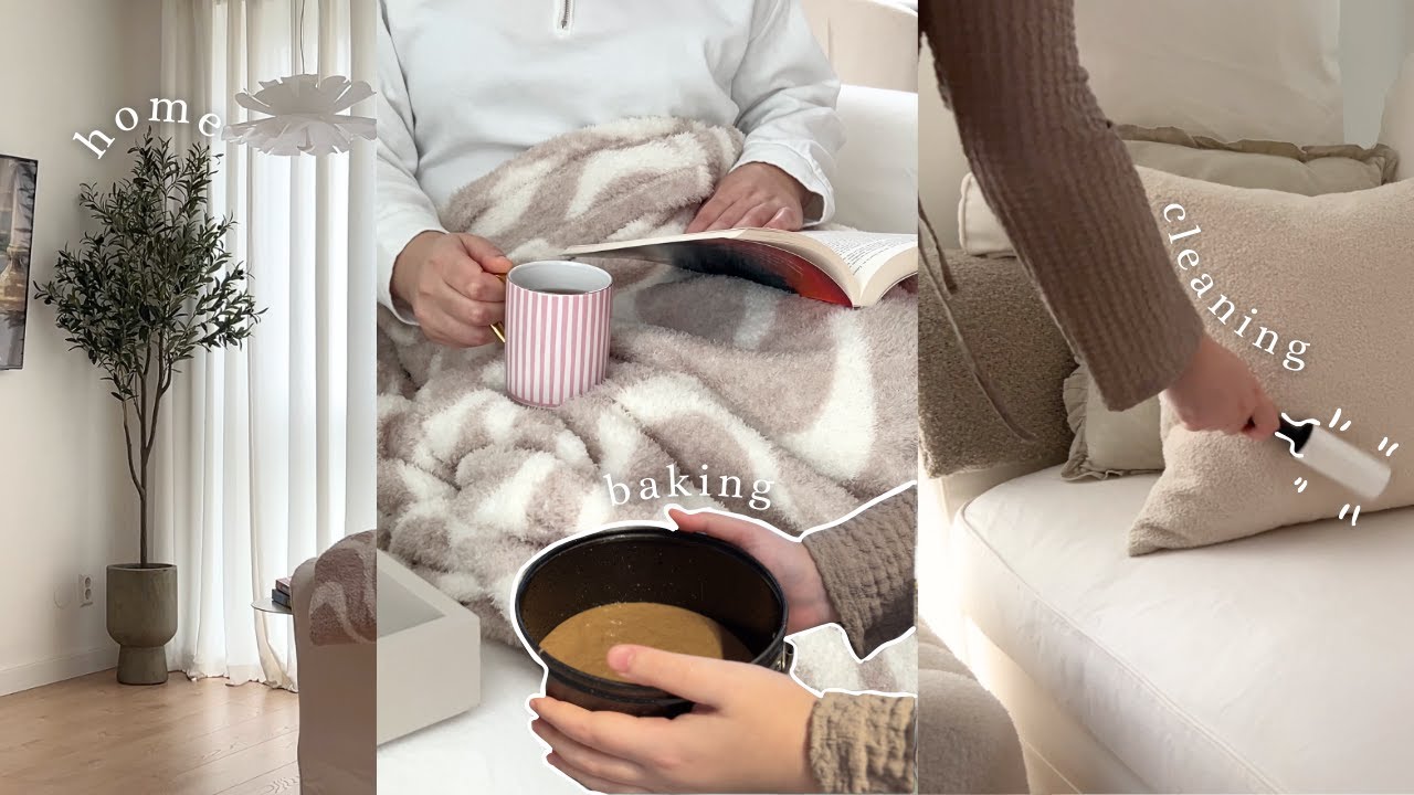 cozy homebody vlog: reading, cleaning, baking a cake, evening walk