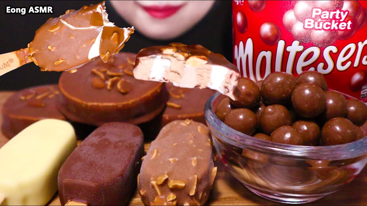 ASMR CHOCOLATE ICE CREAM MALTESERS MAGNUM GOOGOO 초코 아이스크림 몰티져스 매그넘 구구