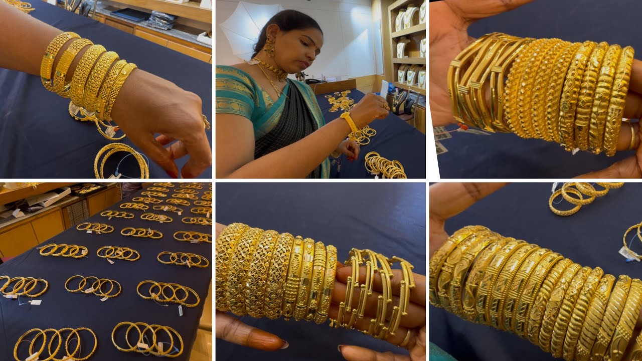 16grams Gold Bangles Light weight New Designs |Broad Bangles Rose Gold Dubai design Dailywear Online