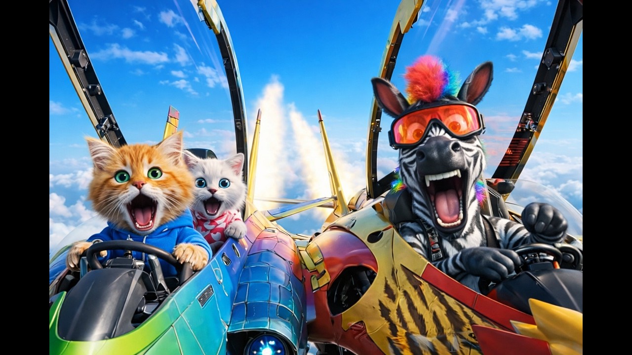 AI Cat Hero Kittens Save the Day From Rainbow Zebra’s Kite Attack! 🌈🐱