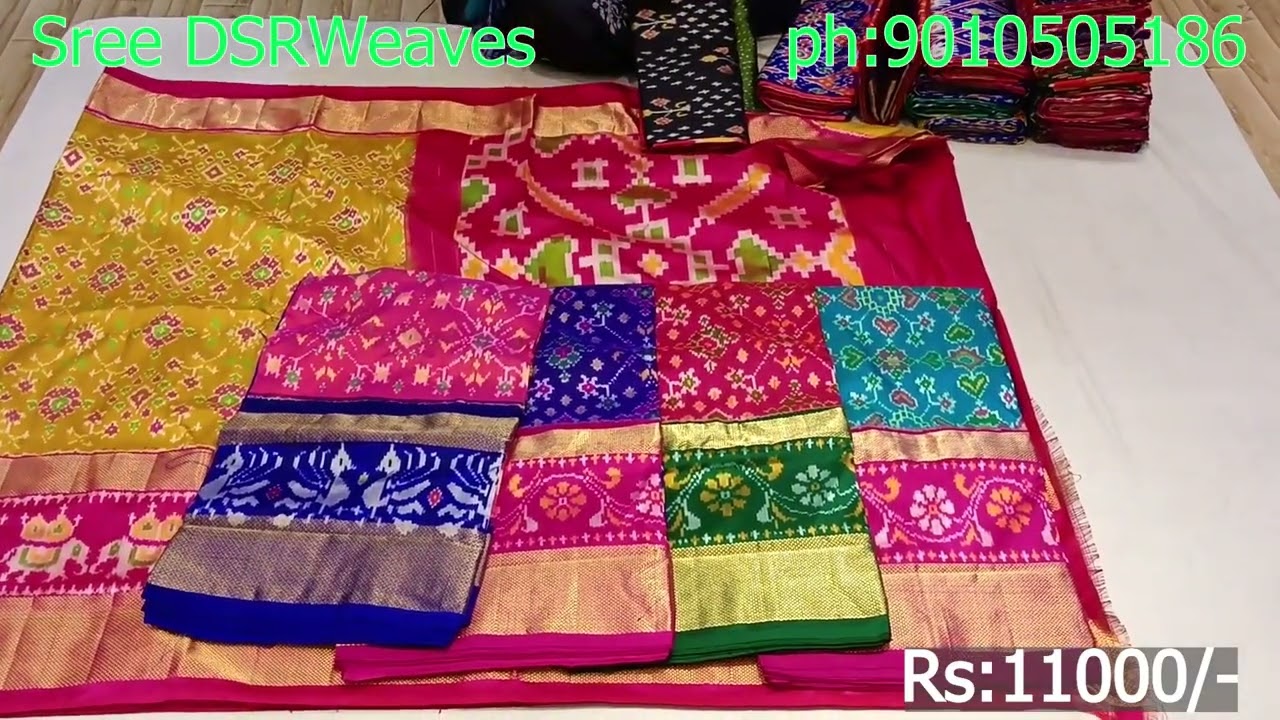 Ikkat Pattu Sarees, Double Border and Single Border, CONTACT PH: 9010505186 TO ORDER ONLINE
