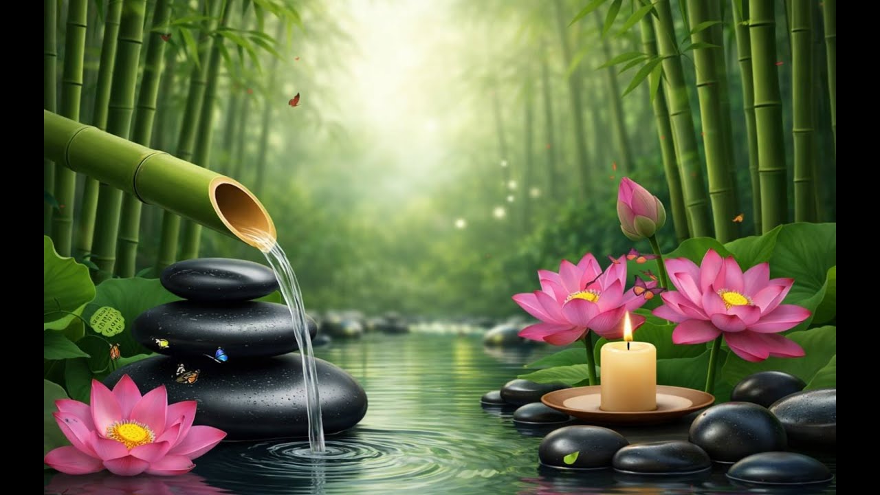 Healing Piano Music with Bamboo Water Sounds for Deep Relaxation