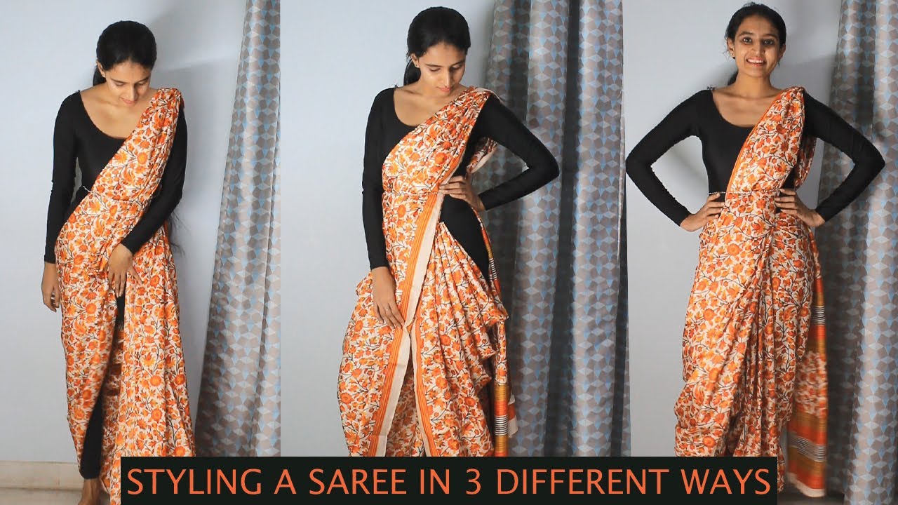 How to style a saree in 3 different ways|Saree with Pants| 3 Unique saree drapes| #stylingdiaries