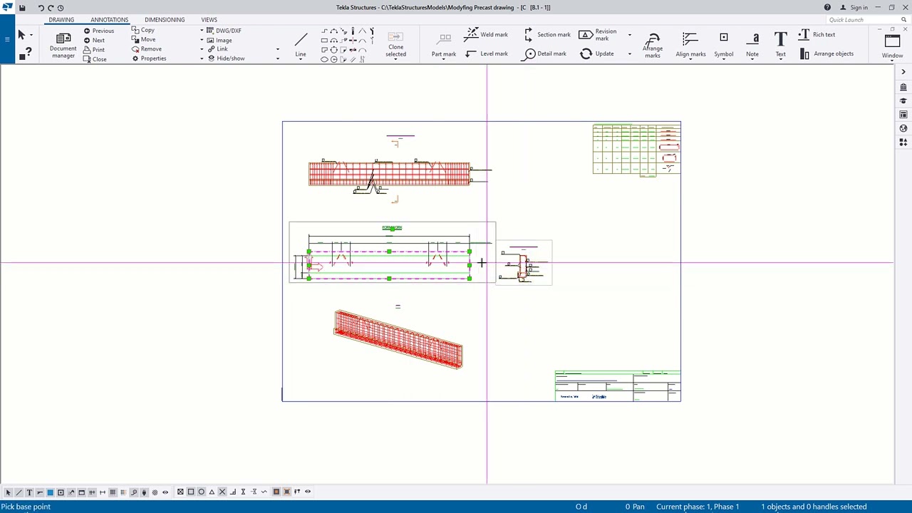Modify cast unit drawing in Tekla Structures