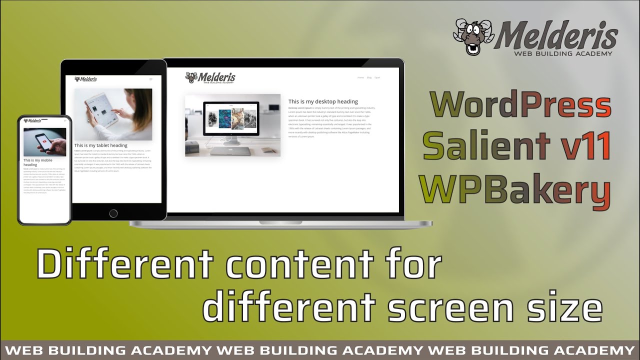 Different content for different screen size with WPBakery Salient Wordpress website