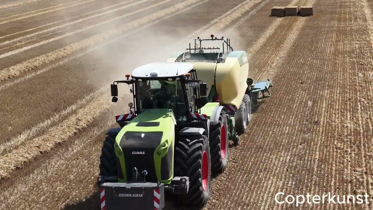 LU Jeromin Strohpressen mit Claas Xerion und Krone Bigbag