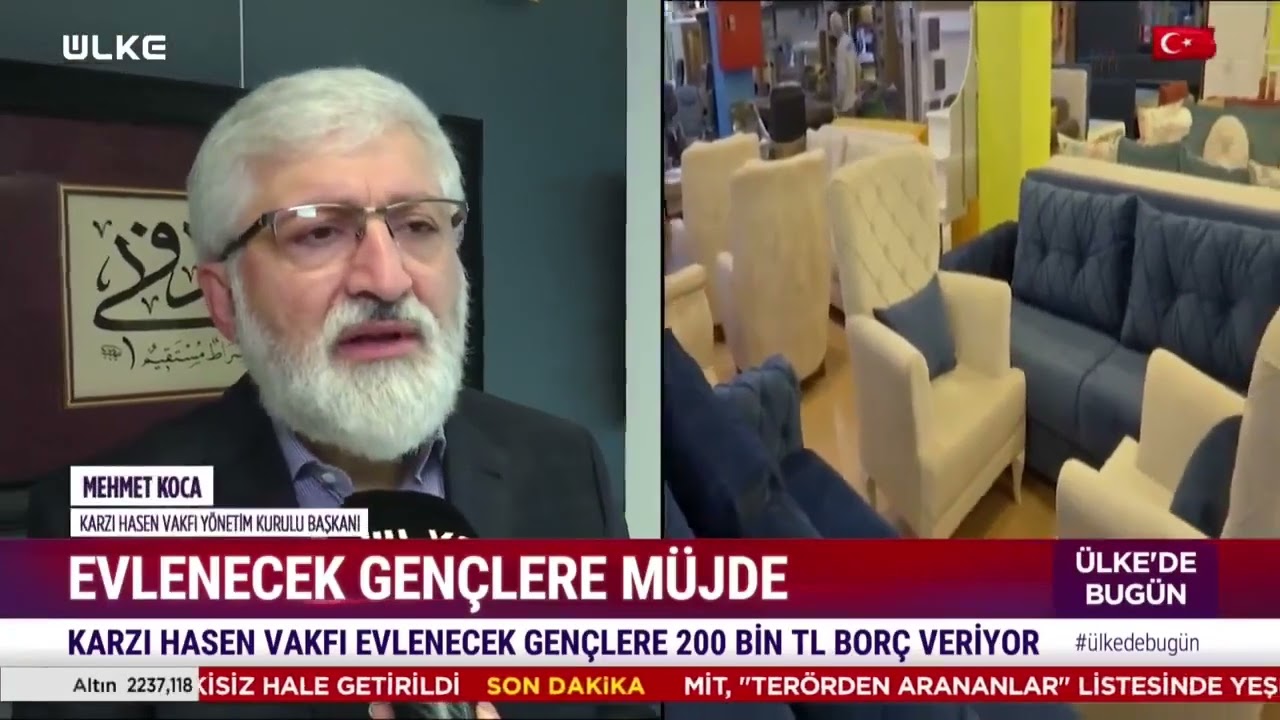 Ülke TV - Evlenecek Gençlere Müjde! Karzı Hasen Vakfı Borç Veriyor  Miktar 200 Bin TL - Mehmet Koca