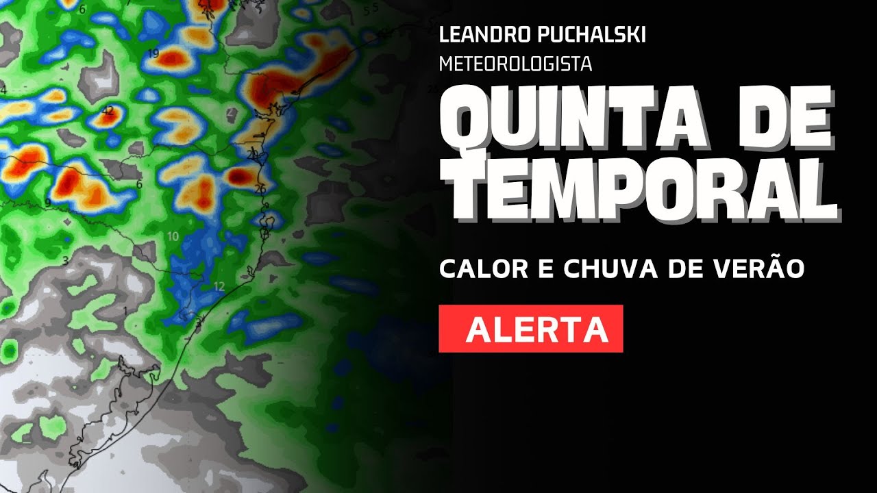 ALERTA PARA TEMPORAIS NESTA QUINTA