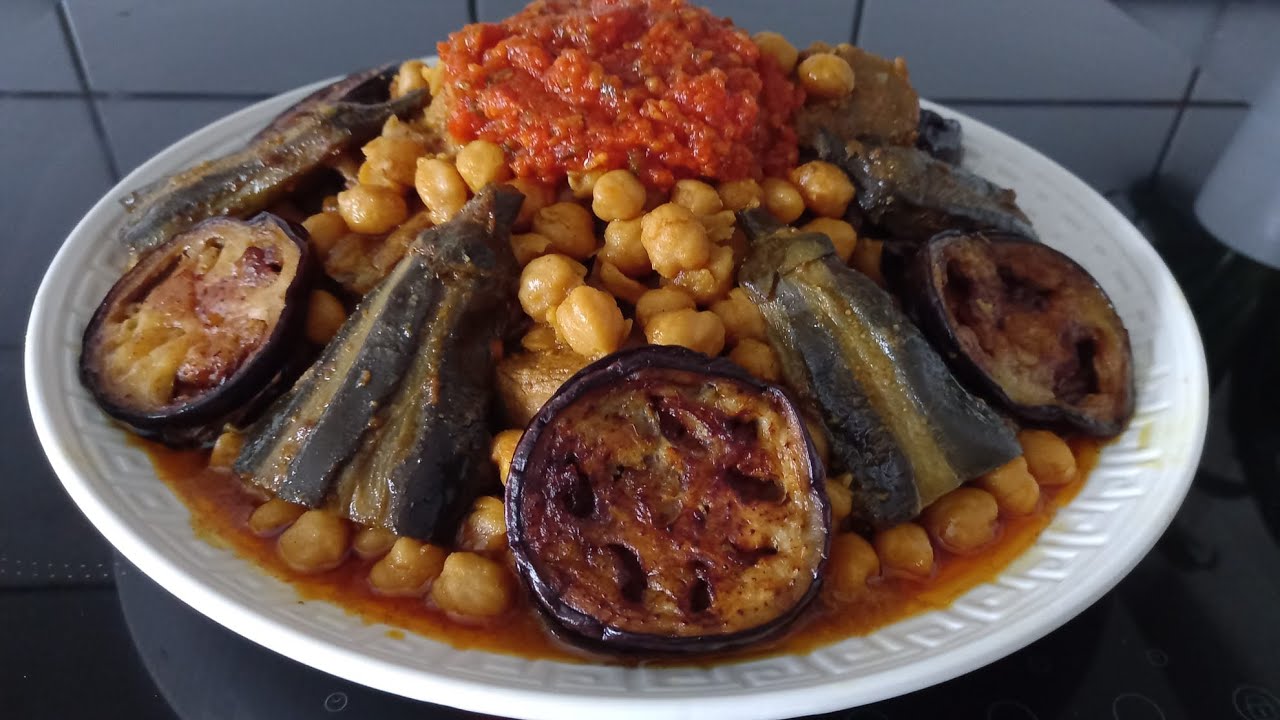 tajine d'agneau aux aubergines et pois chiches🍆🥩 طاجين لحم مع الباذنجان والحمص لذيذ
