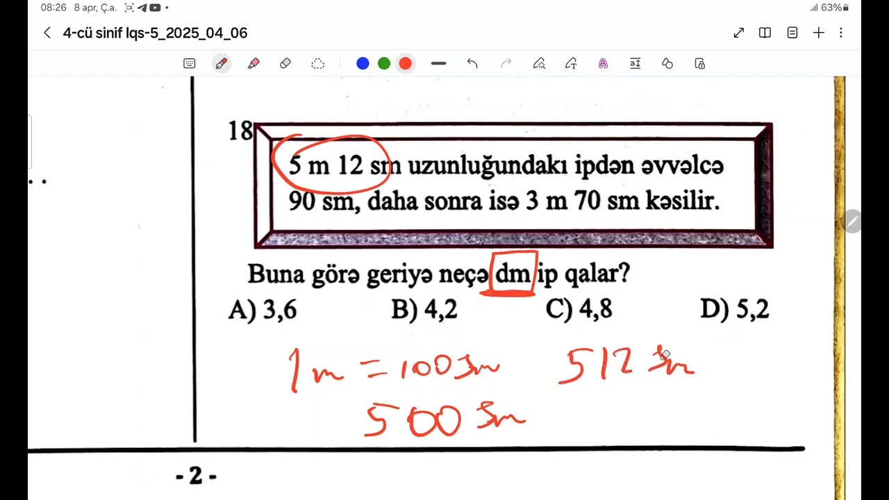 Lisey və gimnaziya qəbul sınağı-5 Riyaziyyat(16-45) 4-cü sinif 6 aprel 2025 #lisey #rfm #lütfizadə